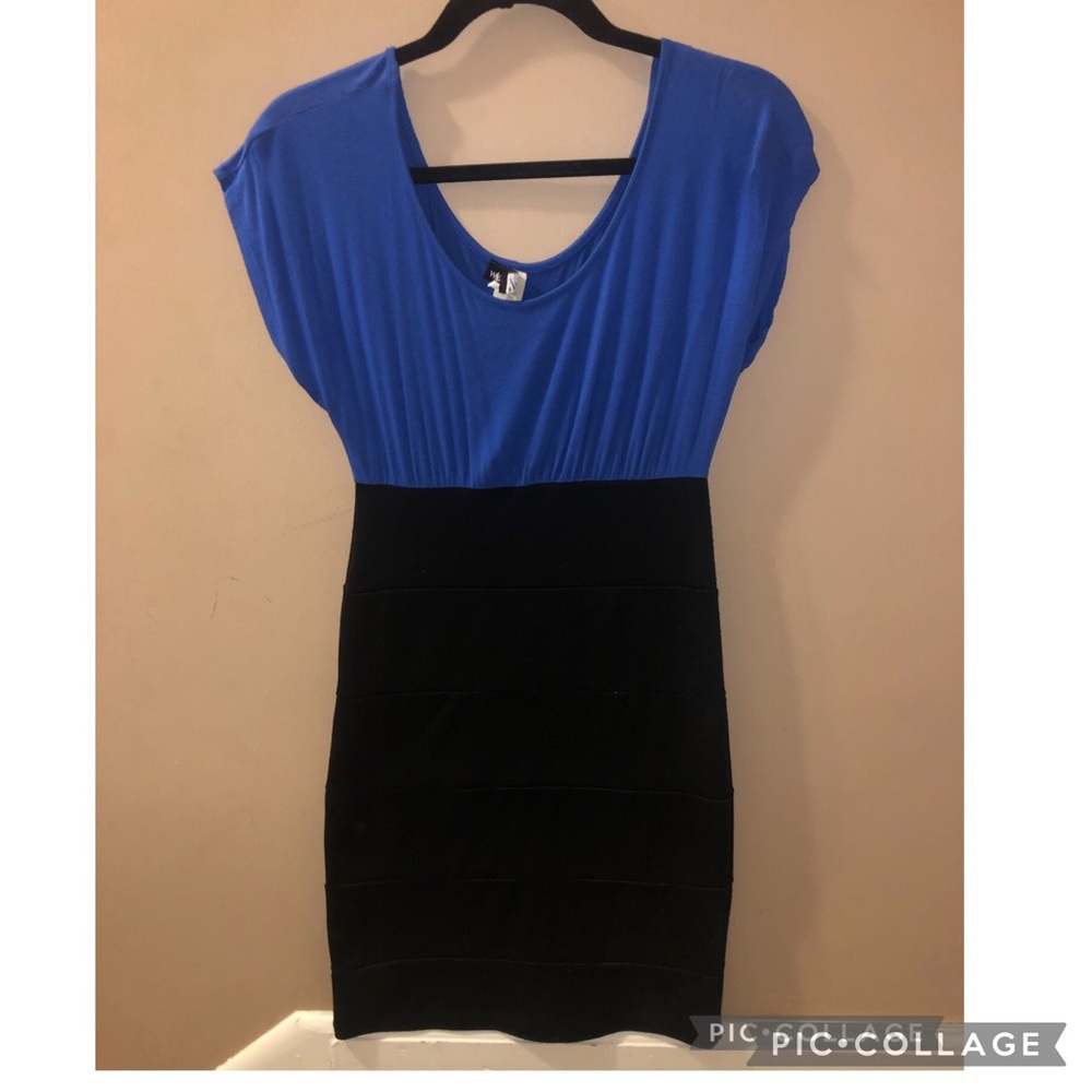 Blue and black dress